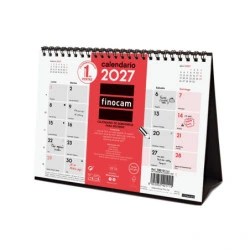 Finocam Neutro Calendario de Sobremesa - Anual 2027 - Mes Vista - Formato S - 210x150mm - Espiral Doble - Papel de 120g/m2 - Esp