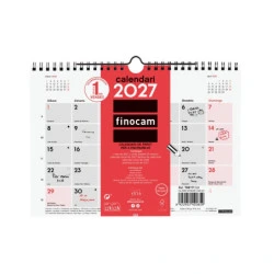 Finocam Neutro Calendario de Pared en Catalan - Anual 2027 - Mes Vista - Formato S - 210x150mm - Espiral Doble - Papel de 120g/m