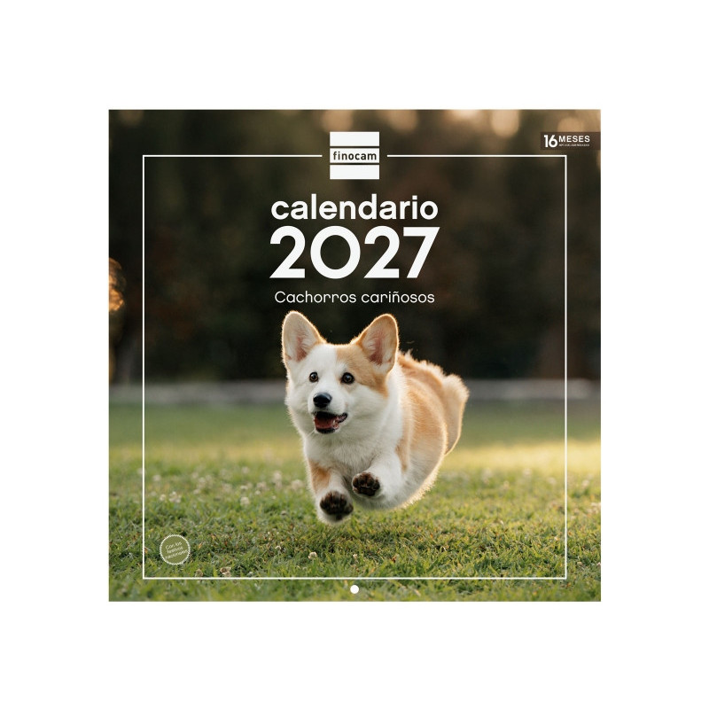Finocam Cachorros Calendario de Pared - 16 Meses 26/27 - Mes Vista - 300x300mm - Papel de 170g/m2 - Imagenes Tematicas Surtidas