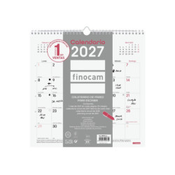 Finocam Chic Calendario de Pared - Anual 2027 - Mes Vista - 300x300mm - Espiral Doble - Papel de 120g/m2 - Espacio para Escribir