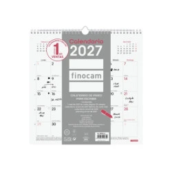Finocam Chic Calendario de Pared - Anual 2027 - Mes Vista - 300x300mm - Espiral Doble - Papel de 120g/m2 - Espacio para Escribir