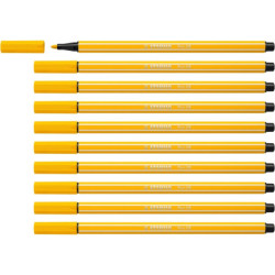 Stabilo Pen 68 Rotulador de Punta de Fibra - Trazo de 1mm aprox. - Tinta con Base de Agua - Color Amarillo