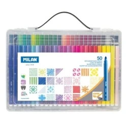Milan Pack of 50 Markers - Carrying Case - 5mm Conical Tip - Assorted Colors