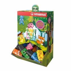 Stabilo Boss Mini Animal Vibes Expositor con 50 Mini Marcadores Fluorescentes - Trazo entre 2 y 5mm - Tinta con Base de Agua
