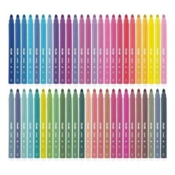 Pacote Milan de 50 Marcadores - Ponta Cônica 5mm - Tinta Água - Lavável - Cores Sortidas