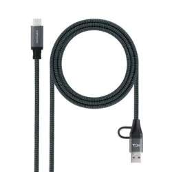 Nanocable Cable USB 3.2 Gen2x2 5A/100W - USB-C + USB-A/M a USB-C/M - 1.5m - Color Gris