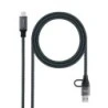 Nanocable USB 3,2 Gen2x2 5A/100W Cable - USB-C + USB-A/M to USB-C/M - 1,5m - Color Gray