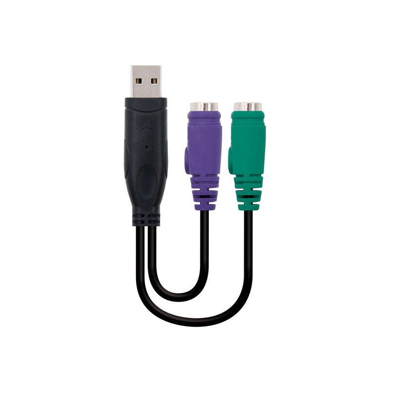 Nanocable Converter PS/2 (keyboard + mouse) to USB - Type 2xPS/2/H-A/M - 15cm - Color Black