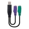 Nanocable Converter PS/2 (keyboard + mouse) to USB - Type 2xPS/2/H-A/M - 15cm - Color Black