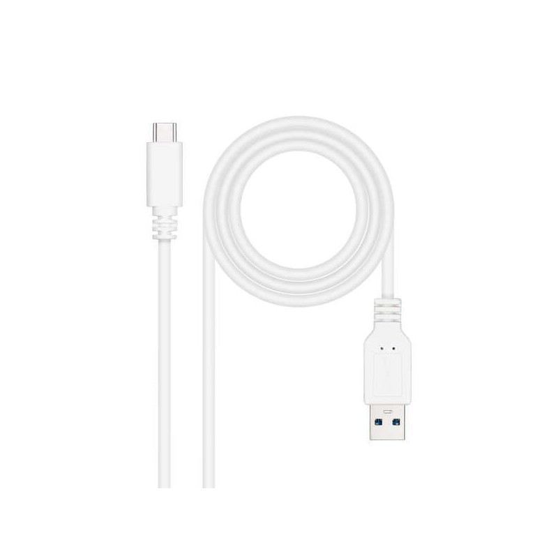 Cabo Nanocable USB 3.1 Gen2 10Gbps 3A USB-C/M-A/M - 1,0m - Branco