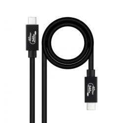 Cabo USB Nanocable 4 Gen 3x2 40Gbps 5A/240W - USB-C/M-USB-C/M - 1m - Cor Preto