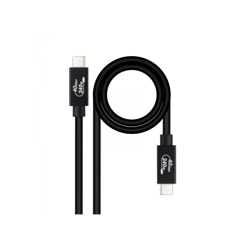 Nanocable USB Cable 4 Gen 3x2 40Gbps 5A/240W - USB-C/M-USB-C/M - 1m - Color Black