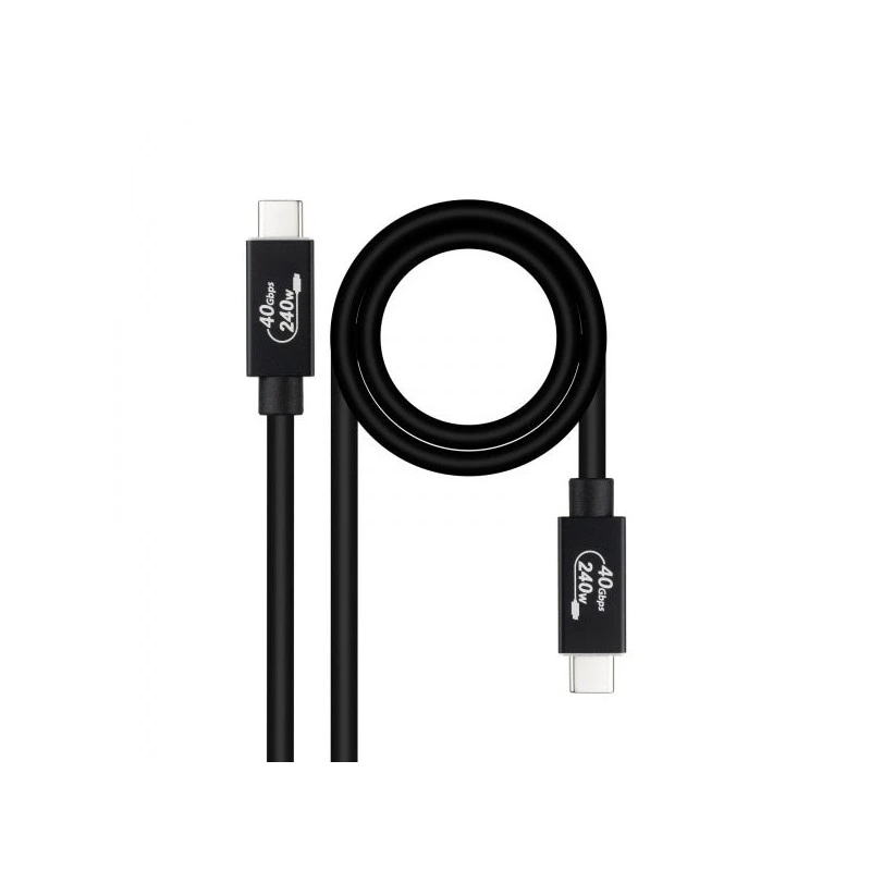 Nanocable USB Cable 4 Gen 3x2 40Gbps 5A/240W - USB-C/M-USB-C/M - 1m - Color Black