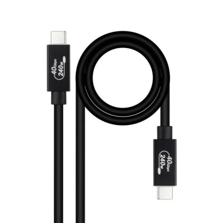 Nanocable USB Cable 4 Gen 3x2 40Gbps 5A/240W - USB-C/M-USB-C/M - 1m - Color Black