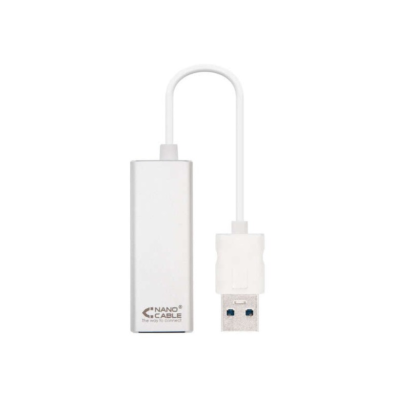 Conversor Nanocable USB 3.0 para Gigabit Ethernet 10/100/1000 Mbps - 15cm - Cor Alumínio