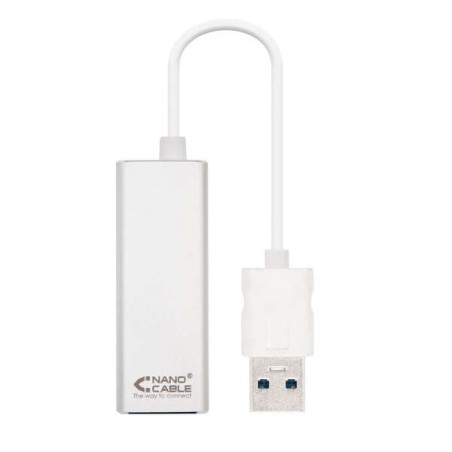 Conversor Nanocable USB 3.0 para Gigabit Ethernet 10/100/1000 Mbps - 15cm - Cor Alumínio