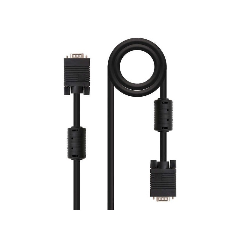 Câble SVGA Nanocable avec Ferrite HDB15 Mâle vers HDB15 Mâle 1m - Couleur Noir