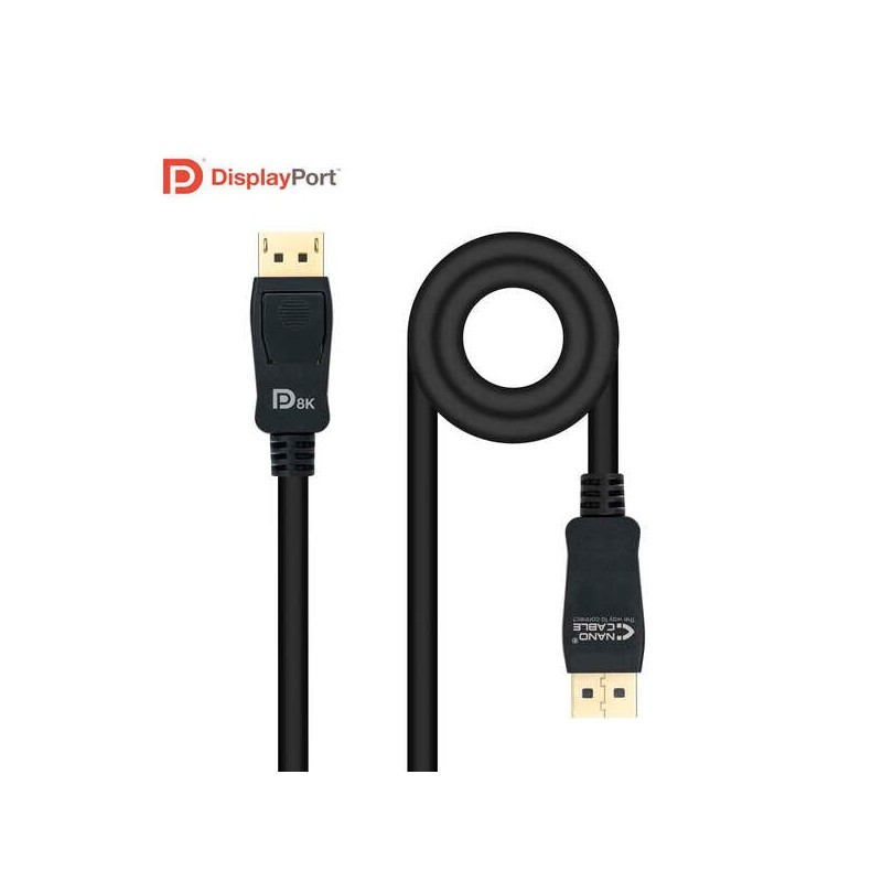 Cabo Nanocable Displayport 1.4 Certificado. Vesa DP/M-DP/M 0,5m - Cor Preto