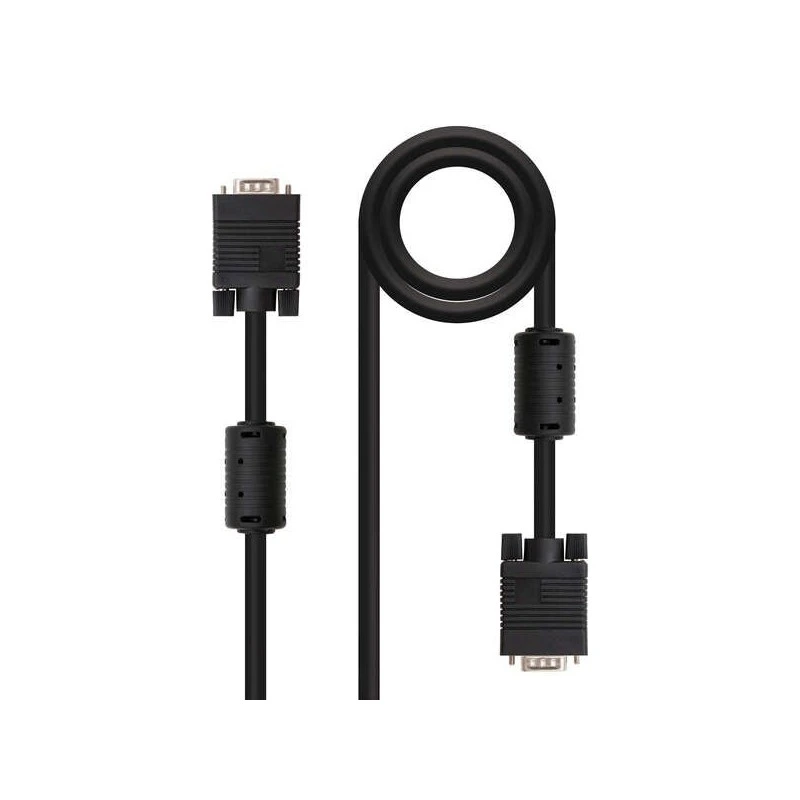 Câble SVGA Nanocable avec Ferrite HDB15 Mâle vers HDB15 Mâle 1,80 m - Couleur Noir