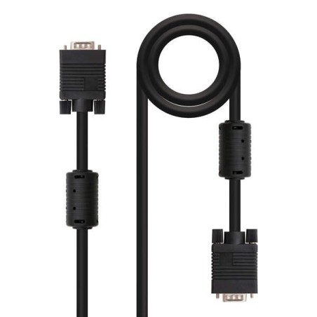 Câble SVGA Nanocable avec Ferrite HDB15 Mâle vers HDB15 Mâle 1,80 m - Couleur Noir