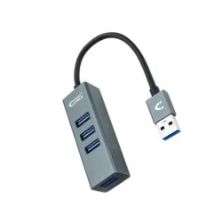 USB 3,0 Hub Nanocable 4xUSB3,0. USB-A/M-USB 3,0/H - Aluminum - 10 cm - Color Gray