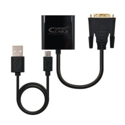 Conversor DVI 24+1/M para VGA HDB15/H Nanocable - 10 cm - Cor Preto