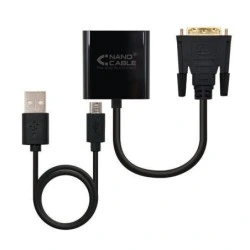 Conversor DVI 24+1/M para VGA HDB15/H Nanocable - 10 cm - Cor Preto