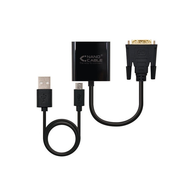 Convertisseur DVI 24+1/M vers VGA HDB15/H Nanocable - 10 cm - Couleur Noir