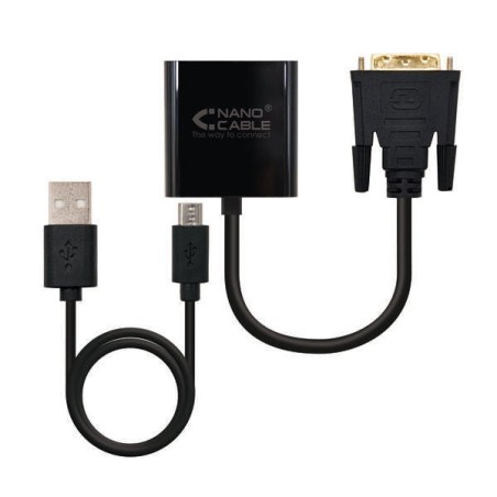 Conversor DVI 24+1/M para VGA HDB15/H Nanocable - 10 cm - Cor Preto