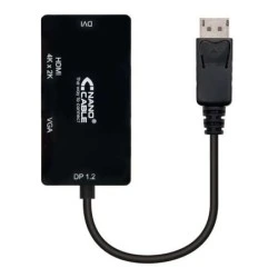 Nanocable Displayport to VGA / DVI / HDMI Converter - 3 in 1 - DP 1,2/M-VGA/H-DVI/H-HDMI/H 4K - 15 cm - Color Black