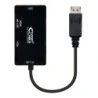 Conversor Nanocable Displayport para VGA / DVI / HDMI - 3 em 1 - DP 1.2/M-VGA/H-DVI/H-HDMI/H 4K - 15 cm - Cor Preto