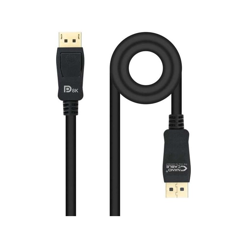 Câble Nanocable DisplayPort 1.4 mâle vers DisplayPort 1.4 mâle 2 m - Certifié VESA - Couleur Noir