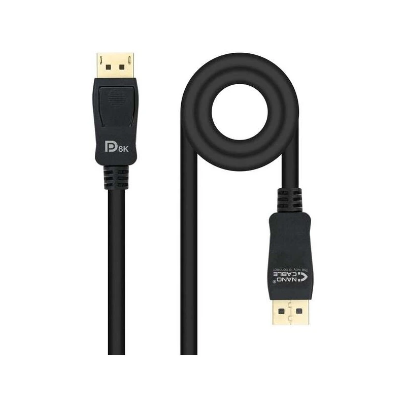 Câble Nanocable DisplayPort 1.4 mâle vers DisplayPort 1.4 mâle 2 m - Certifié VESA - Couleur Noir