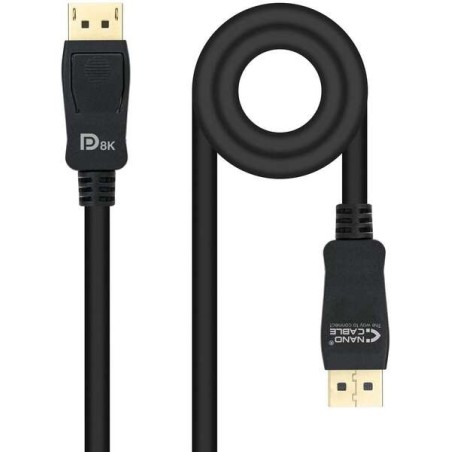 Câble Nanocable DisplayPort 1.4 mâle vers DisplayPort 1.4 mâle 2 m - Certifié VESA - Couleur Noir