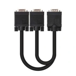 Nanocable SVGA Splitter Cable - HDB15/M-2xHDB15/H - 45 cm - Black Color