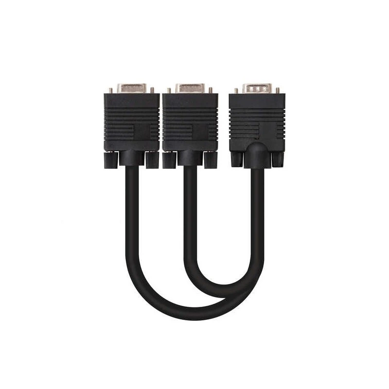 Nanocable SVGA Splitter Cable - HDB15/M-2xHDB15/H - 45 cm - Black Color