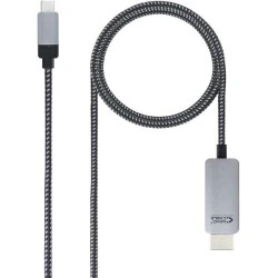 Cabo Conversor Nanocable USB-C Macho para HDMI Macho 1,80m - Cor Preto/Prata