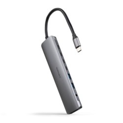 Nanocable USB-C HUB 8 en 1 - Convertisseur USB-C 3.1 vers 2 x USB-A 3.0 + 3 x USB-C 3.0 + USB-C PD 100W + HDMI 4K@60Hz + Audio