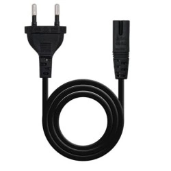 Câble d'alimentation Nanocable Forme 8 CEE7/16 Mâle vers C7 Femelle 2m - Couleur Noir