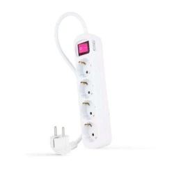 Faixa de Proteção Nanocable com 4 Shuckos - Cabo de 1,40m - Interruptor On/Off - Cor Branco