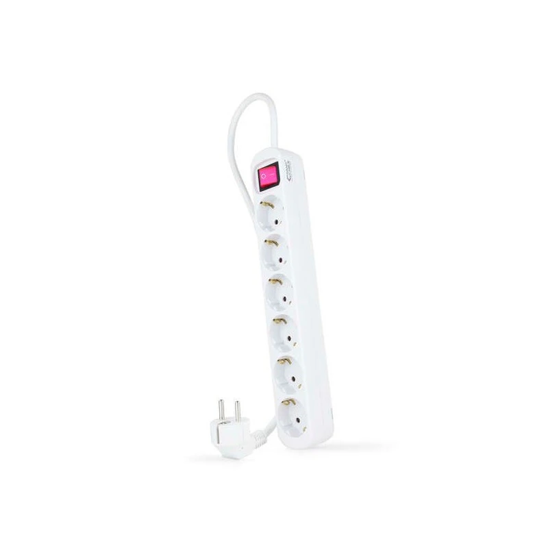 Nanocable Regleta de Proteccion con 6 Shuckos - Cable de 1.40m - Interruptor On/Off - Color Blanco