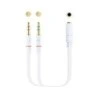 Nanocable 3,5 mm fêmea 4 pinos Jack cabo adaptador de áudio para 2x 3,5 mm 3 pinos macho Jack 0,20 m - cor branca