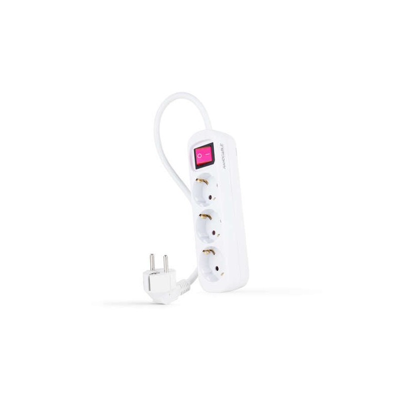 Nanocable Regleta 3 Tomas Interruptor 1.4m - Color Blanco