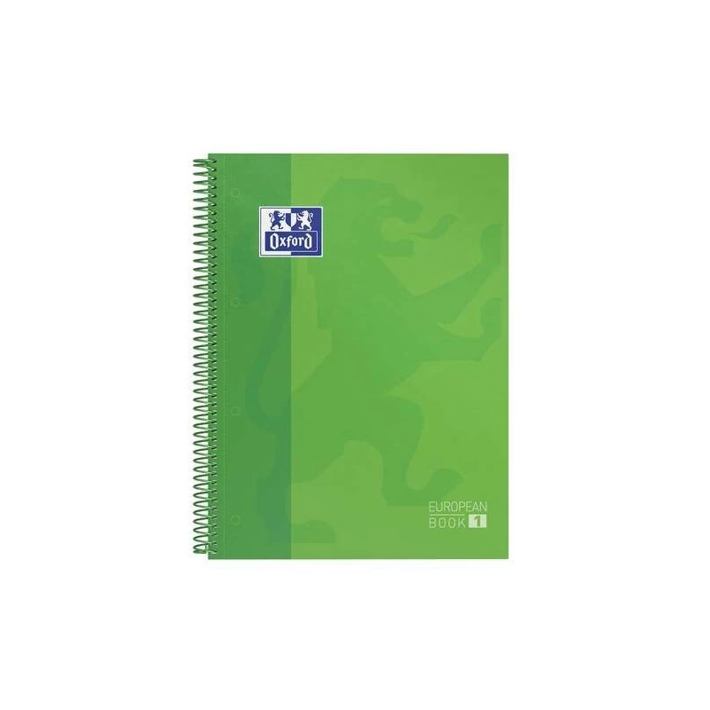 Oxford Europeanbook 1 Caderno Espiral Formato A4+ Quadriculado 5x5mm - 80 Folhas - Banda de Cor - Capa Extradura Brilhante