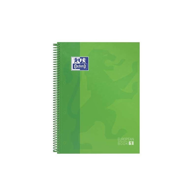 Oxford Europeanbook 1 Cuaderno Espiral Formato A4+ Cuadriculado 5x5mm - 80 Hojas - Banda de Color - Tapa Extradura Brillante