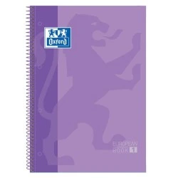 Cahier à spirale Oxford Europeanbook 1 Format A4+ Carré 5x5 mm - 80 feuilles - Bande de couleur - Couverture brillante