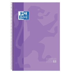 Oxford Europeanbook 1 Cuaderno Espiral Formato A4+ Cuadriculado 5x5mm - 80 Hojas - Banda de Color - Tapa Extradura Brillante