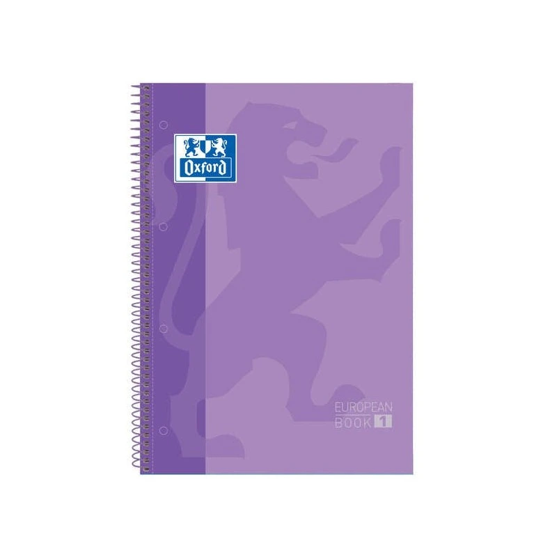 Oxford Europeanbook 1 Caderno Espiral Formato A4+ Quadriculado 5x5mm - 80 Folhas - Banda de Cor - Capa Extradura Brilhante