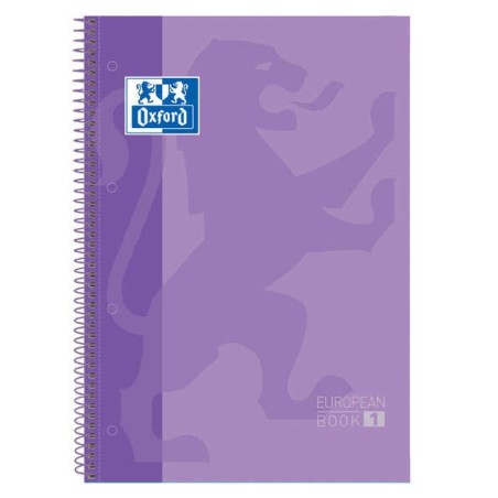 Cahier à spirale Oxford Europeanbook 1 Format A4+ Carré 5x5 mm - 80 feuilles - Bande de couleur - Couverture brillante