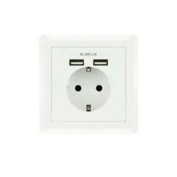 Base de prise murale encastrable de type Schuko Nanocable Rosette avec 2 prises USB 2,4 A - Couleur blanche
